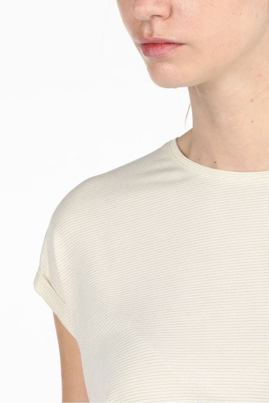 Vero Moda T-Shirt Vmlava Plain Sstop Lurex Stripe Beige