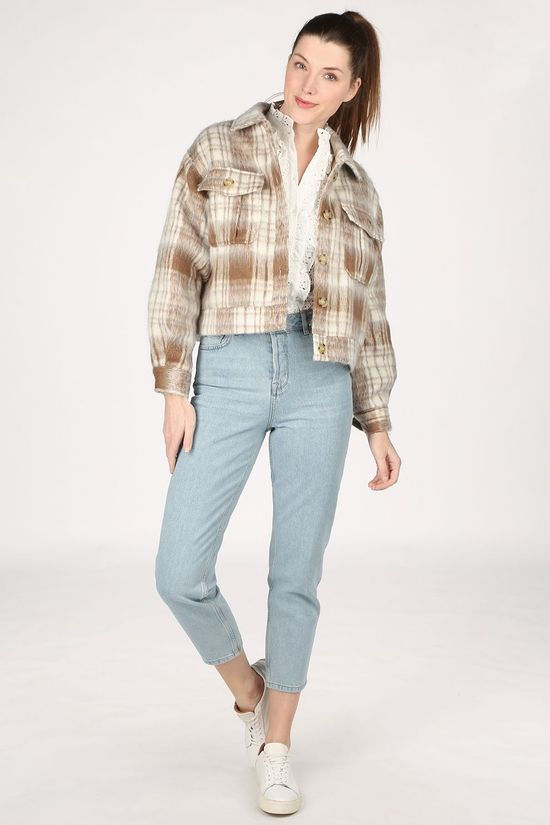Selected Manteau Slfgry Ls Short Ex Off White/Sand Brown