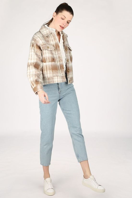 Selected Manteau Slfgry Ls Short Ex Off White/Sand Brown