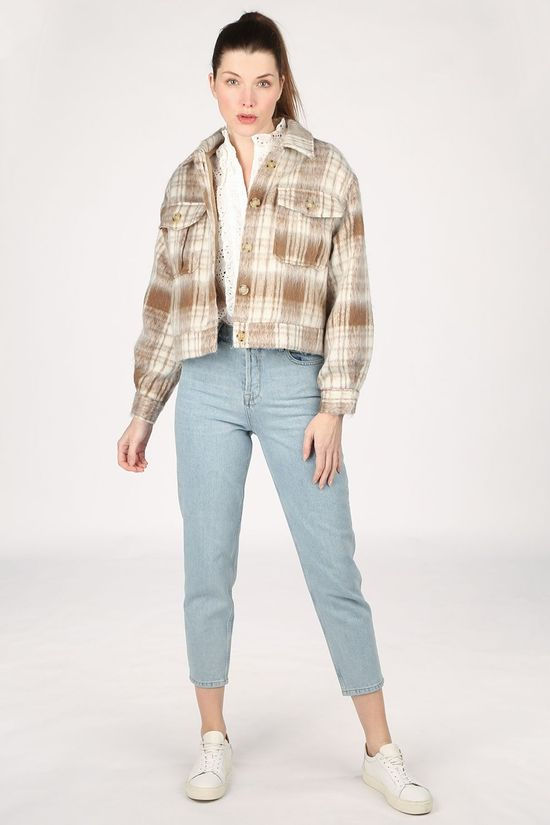 Selected Manteau Slfgry Ls Short Ex Off White/Sand Brown