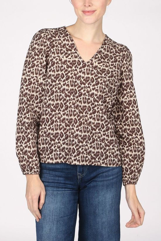 Vero Moda Blouse Flora Leo Vneck Dark Khaki/Ecru