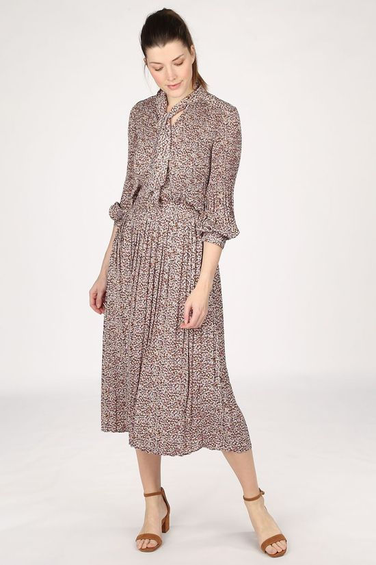 Selected Rok Slflisa-Poppy Mw Midi Mid Brown/Ass. Flower