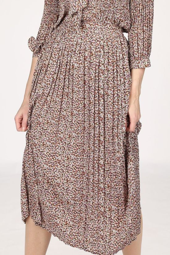 Selected Rok Slflisa-Poppy Mw Midi Mid Brown/Ass. Flower