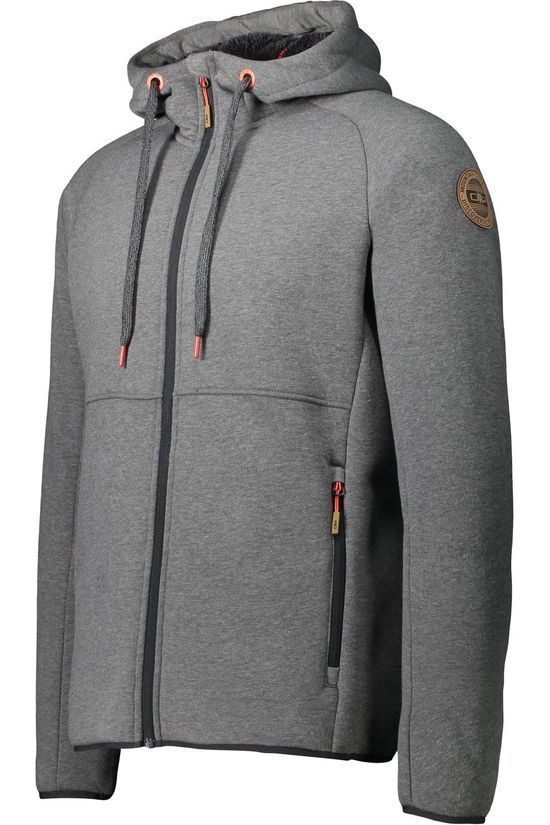 CMP Fleece Man Jacket Fix Hood High Loft Dark Grey Marle