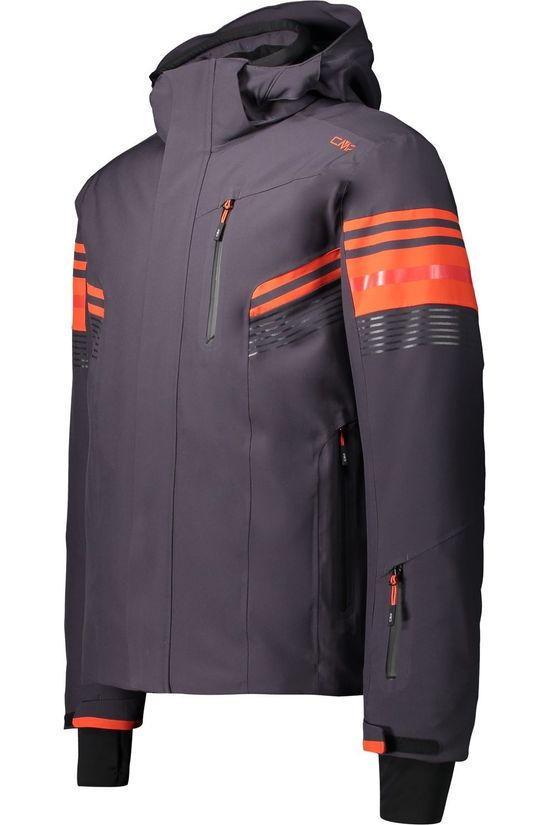 CMP Jas Man Jacket Zip Hood Black/Orange