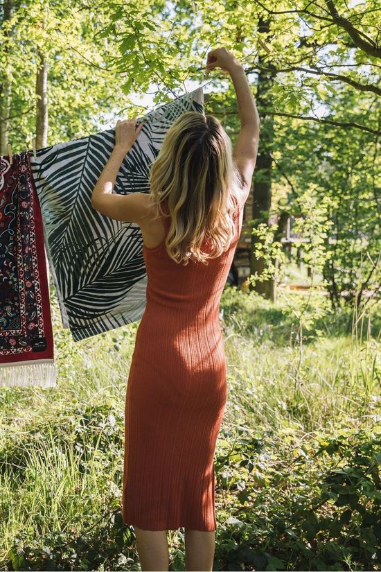 Superdry Jurk Sahara Knit Midi Split rust
