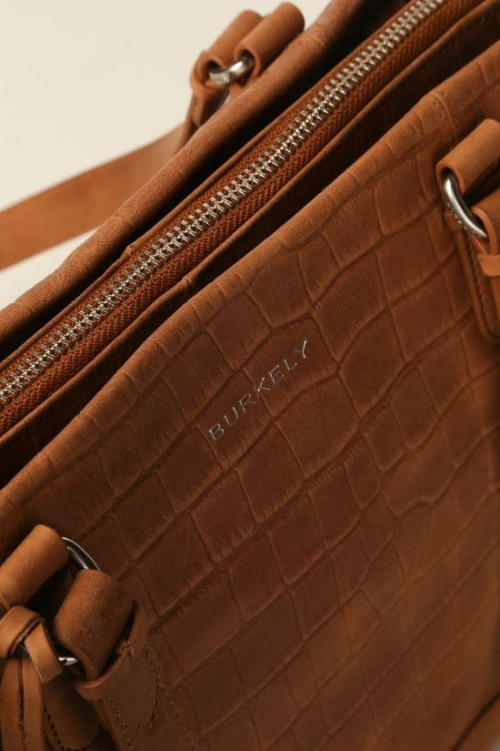 Burkely Tas Croco Caia Handbag M Camel Brown