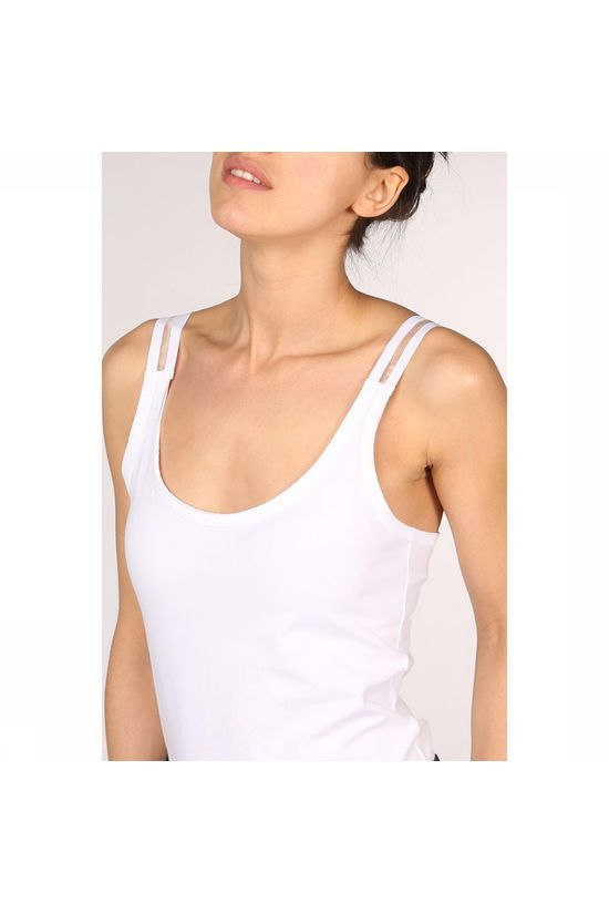 Yaya T-Shirt Stretch Singlet With Splitted  Elastic Straps white