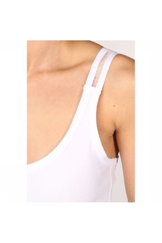Yaya T-Shirt Stretch Singlet With Splitted  Elastic Straps white