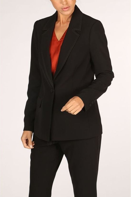 Yaya Blazer Fitted  W. Contrast Black