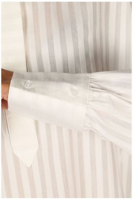 Yaya Chemise Long Jaquard Stripe off white