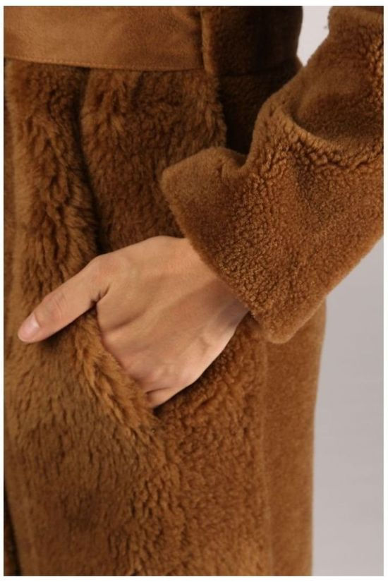 Yaya Jas Real Fur Long Camel Brown
