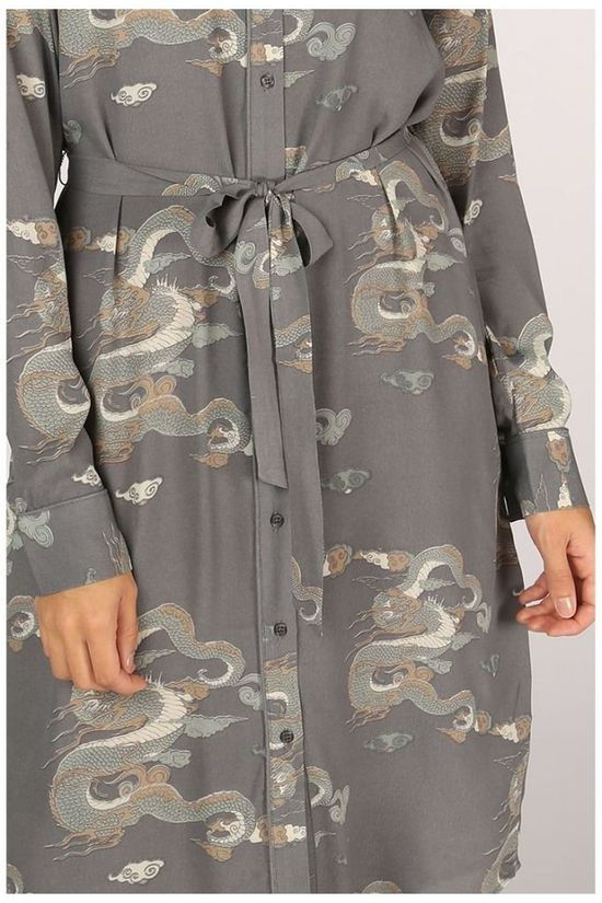 Yaya Robe Dragon Print Light Khaki/Ass. Geometric