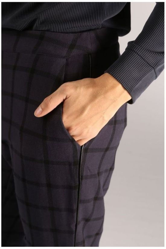 Yaya Pantalon Slim Fit Check 7/8 Dark Blue/Black