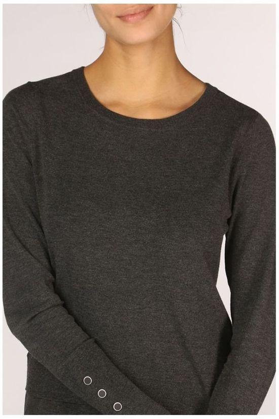 Yaya Robe Knitted With Rib Waist Dark Grey Marle