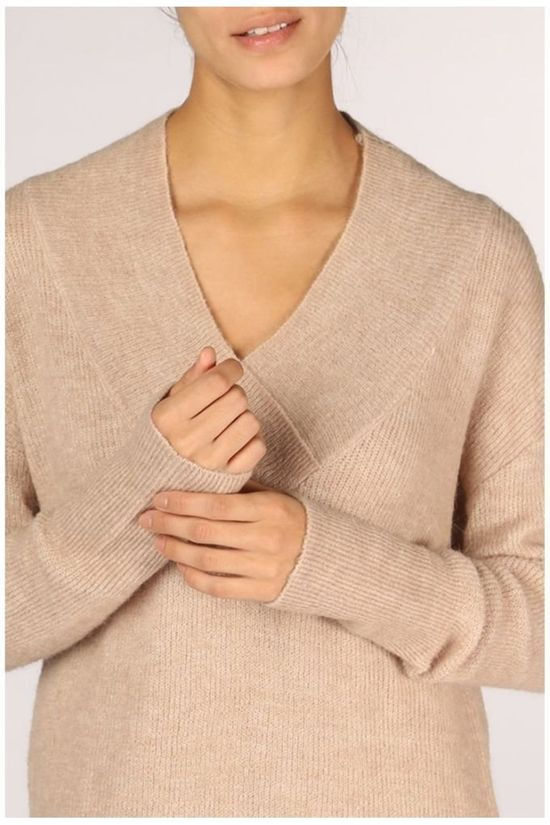 Yaya Jurk Rib Knit With V-Neck Ecru