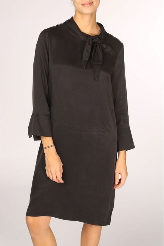 Yaya Robe Tie Neck Black
