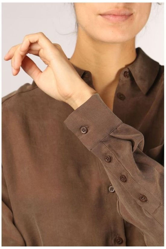 Yaya Hemd Lyocell dark brown