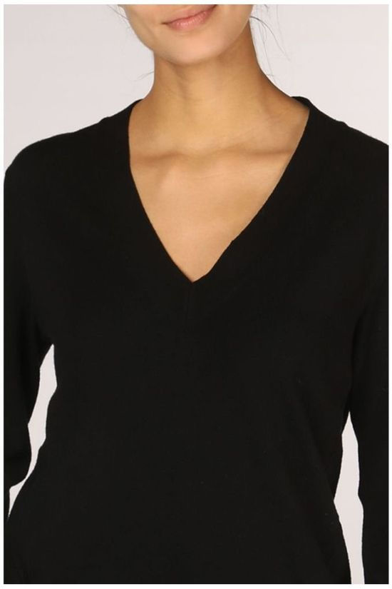 Yaya Pull Vneck With Open Knit Black