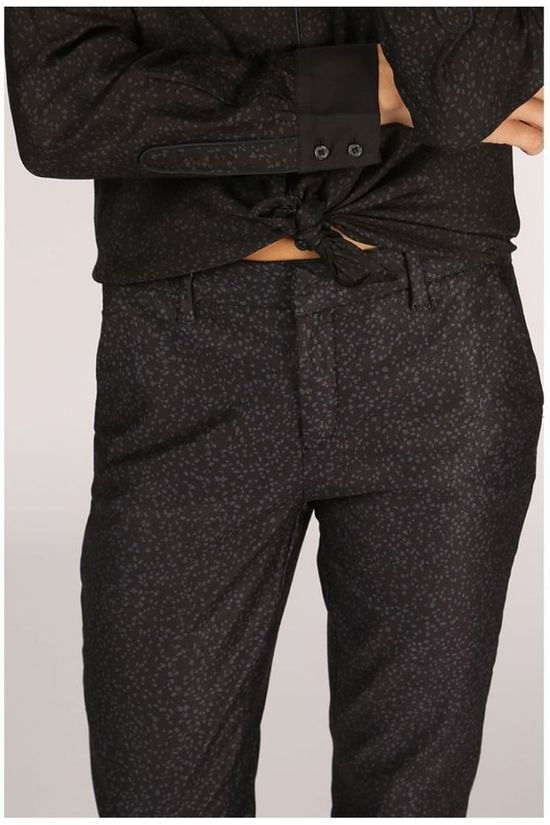 Yaya Broek Printed Stretch Black/Dark Blue