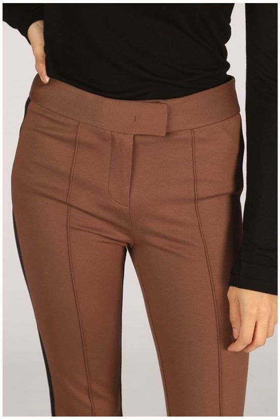 Yaya Broek Jersey Flared With Side Stripe Camel Brown