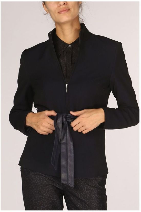 Yaya Blazer Zip Withed Belt dark blue