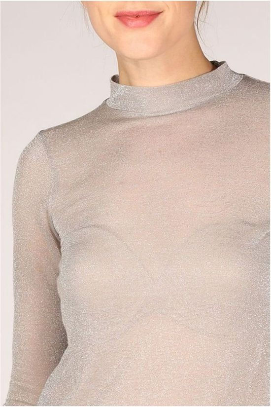 Yaya Sous-Pull Lurex Roll Neck silver