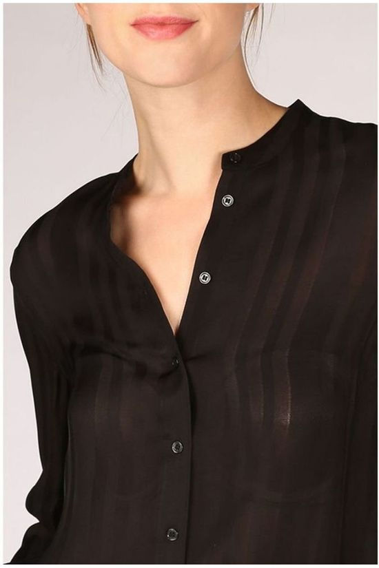Yaya Blouse Volume Sleeve Shiny Stripe Black