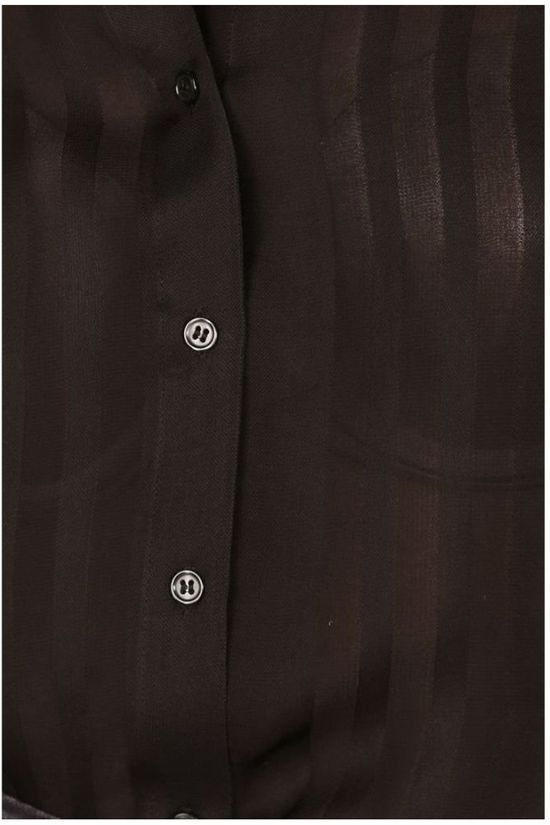 Yaya Blouse Volume Sleeve Shiny Stripe Black