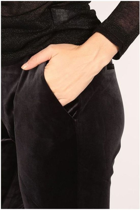 Yaya Broek Velours Relaxed Relaxed dark blue