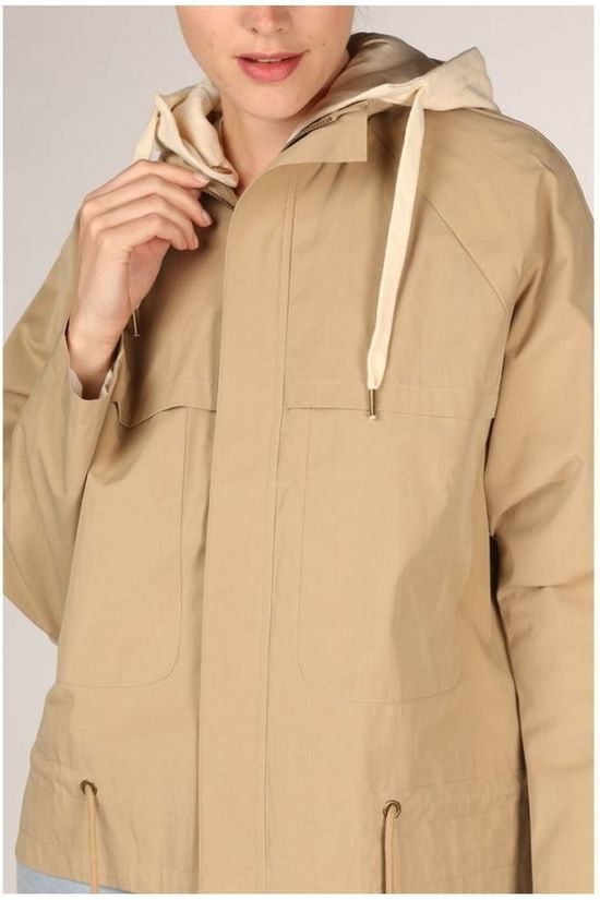 Yaya Blazer Parka Detachable Hoodie And Drawstring Sand Brown