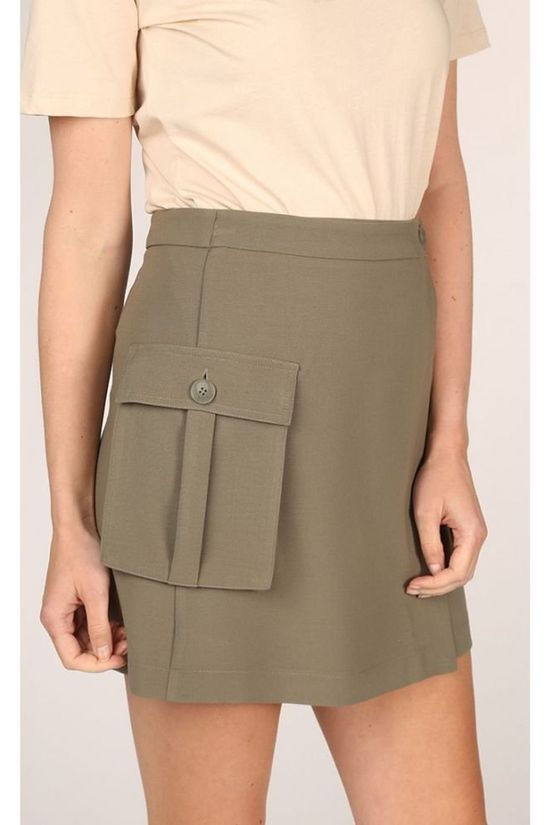 Yaya Rok Faux Wrapped Mini Cargo Pockets dark khaki