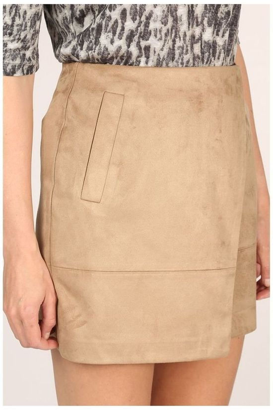 Yaya Jupe Suedine Mini Sand Brown