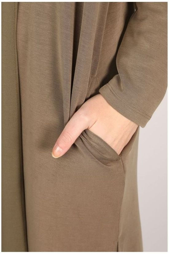 Yaya Cardigan Long Collar mid khaki