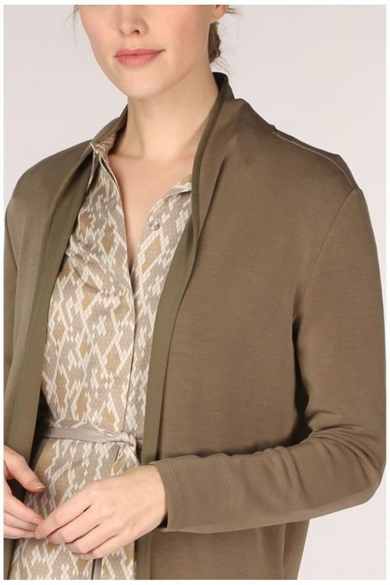 Yaya Cardigan Long Collar mid khaki