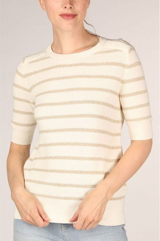 Yaya Pull Lurex With Striped Print white/gold