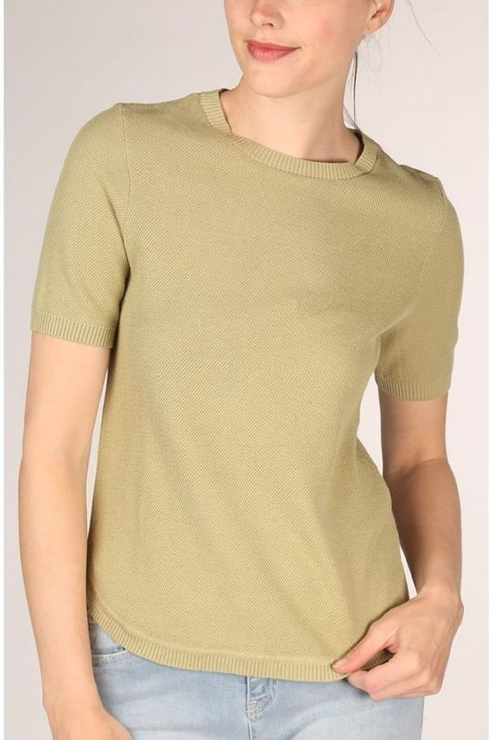Yaya Pull Cotton Waffle Knit With Rounded Hems light green
