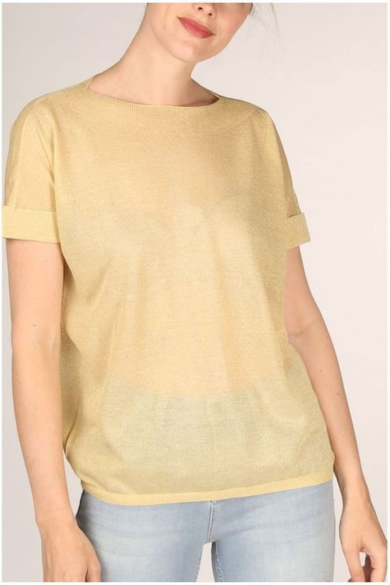 Yaya Pull Lurex Boat Neck With Ribbed Detail On Back light yellow