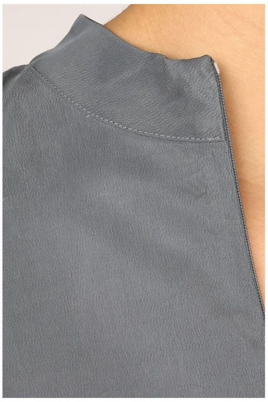 Yaya Blouse Cupro Blend High Neck With Zipper And Drawstrings On mid blue
