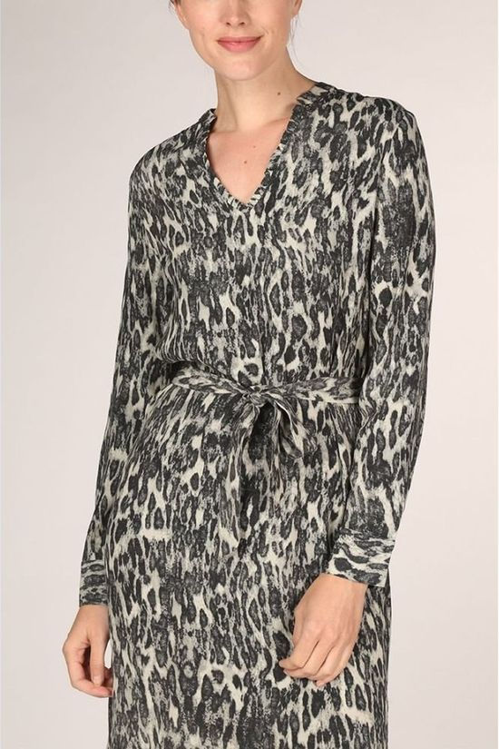 Yaya Robe ed Midi With Ruffled V-Neck Light Green/Assorted / Mixed