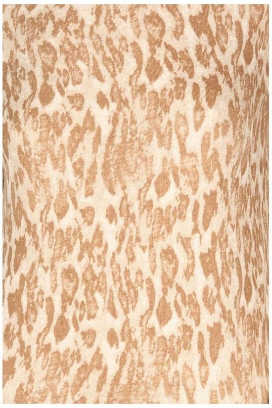 Yaya Pull Round Neck With Animal Print Ecru/Sand Brown