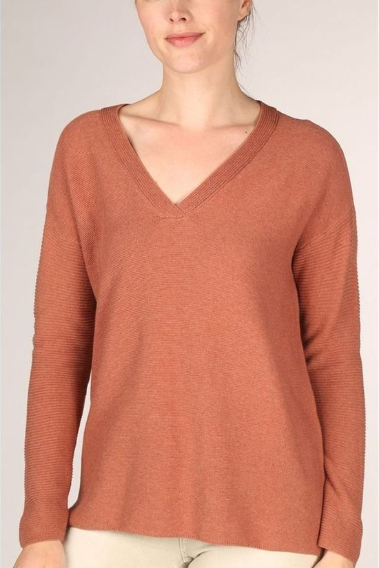 Yaya Pull Cotton Mix Ribbed With Small Splits On Sides dark red