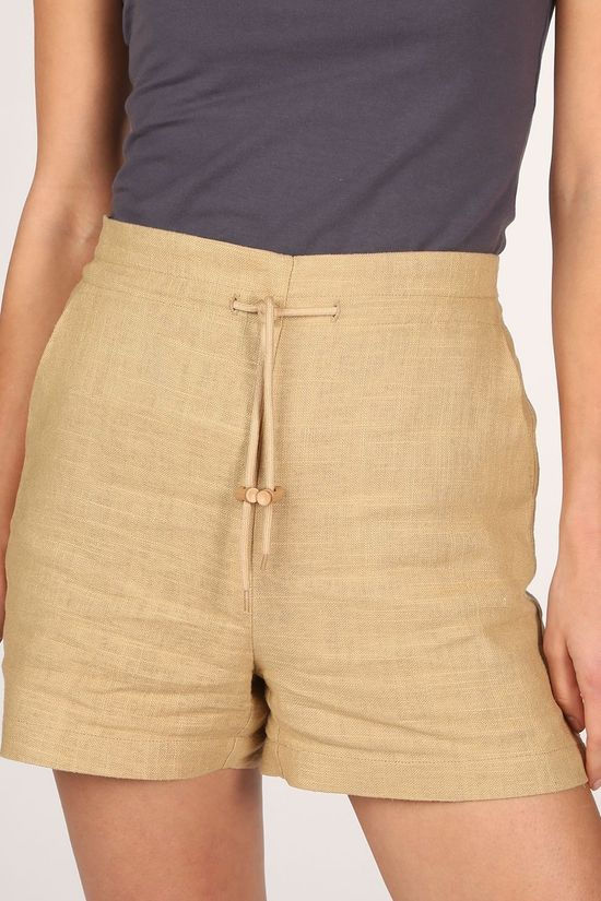 Yaya Short Linen Short With Drawstring Sand Brown