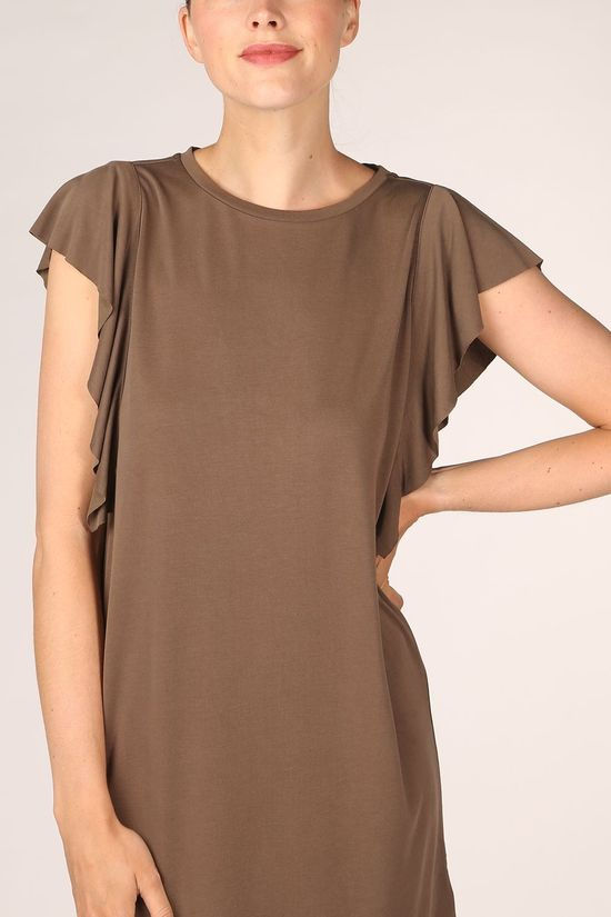 Yaya Robe Modal Blend With Ruffles dark brown