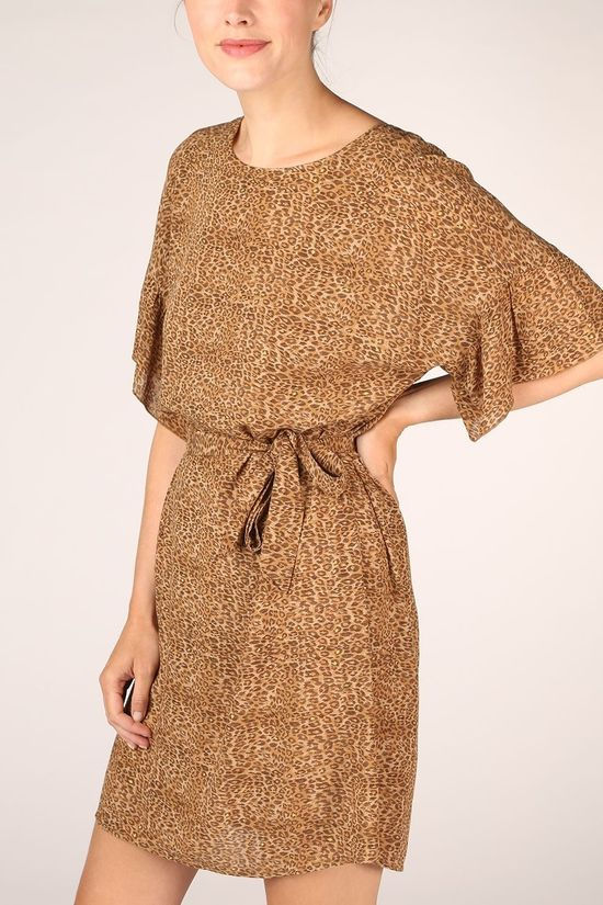 Yaya Robeed With Ruffles And Animal Print Dark Brown/Ass. Camouflage