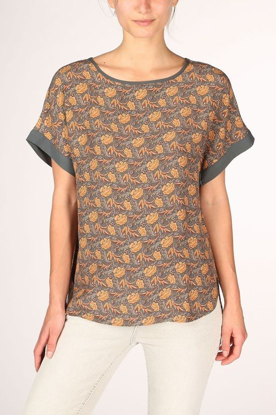Yaya Blouse Round Neck With Print mid grey