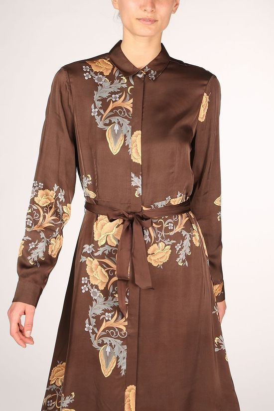 Yaya Robe Maxi Shirt With And Print Dark Brown/Ass. Flower