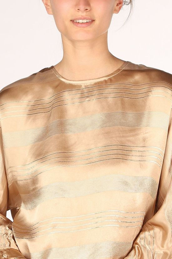 Yaya Blouse With Stripe Jacquard Sand Brown