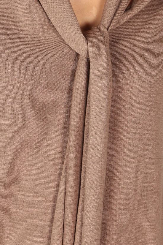 Yaya Pull Knitted With Scarf Collar And Half Sleeves mid brown