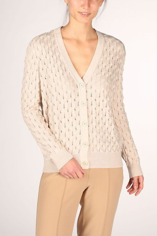Yaya Cardigan Structure Knitted Ecru